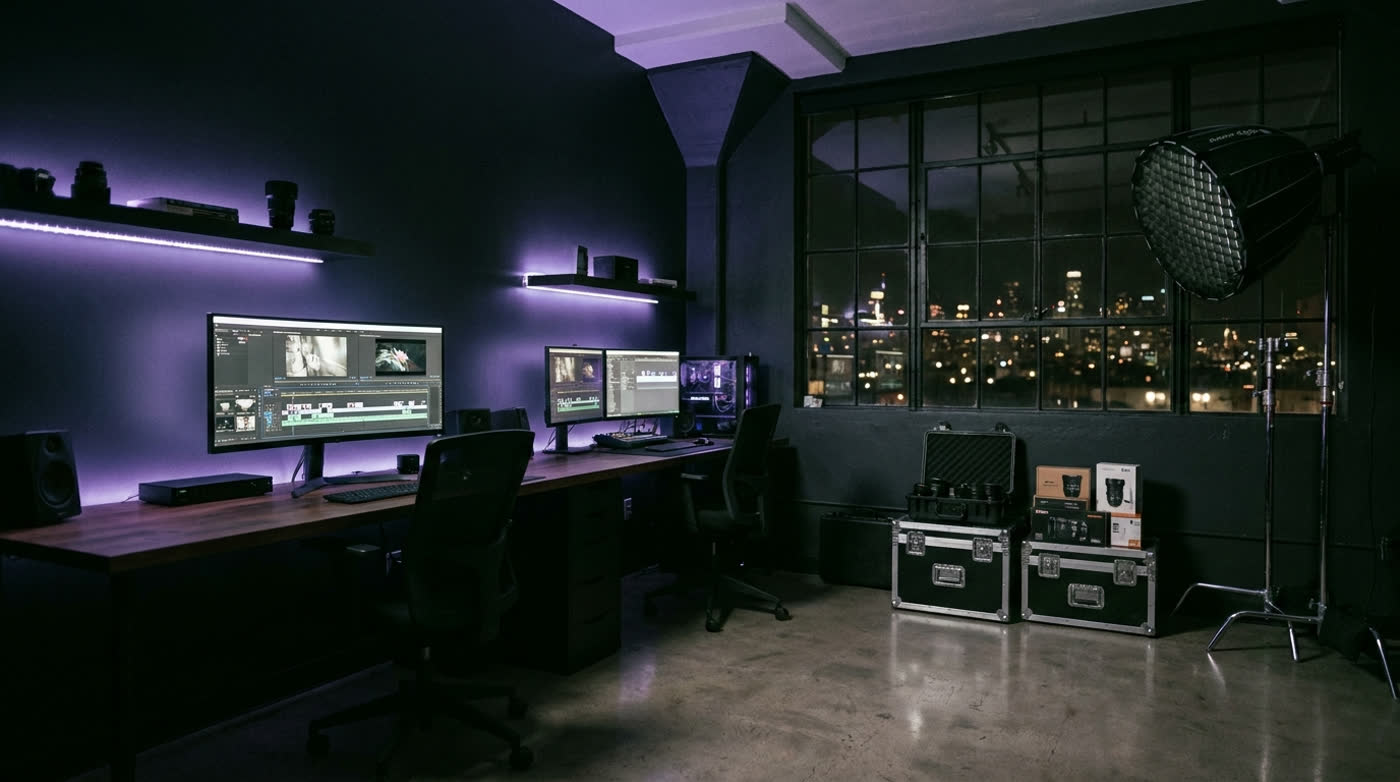 The DSH edit room with workstations and equipment cases